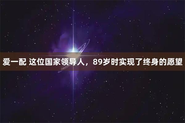 爱一配 这位国家领导人，89岁时实现了终身的愿望