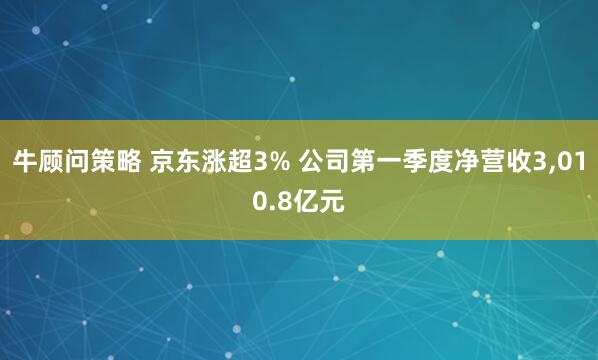 牛顾问策略 京东涨超3% 公司第一季度净营收3,010.8亿元