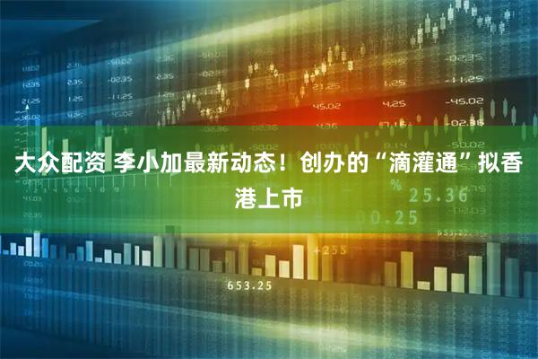 大众配资 李小加最新动态！创办的“滴灌通”拟香港上市