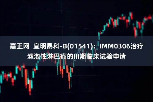 嘉正网  宜明昂科-B(01541)：IMM0306治疗滤泡性淋巴瘤的III期临床试验申请
